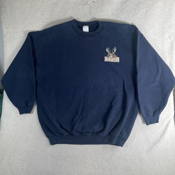 Vintage Buck Wear Sweatshirt Mens 2XL Blue Deer Hunting Wildlife Crewneck - Picture 2 of 16